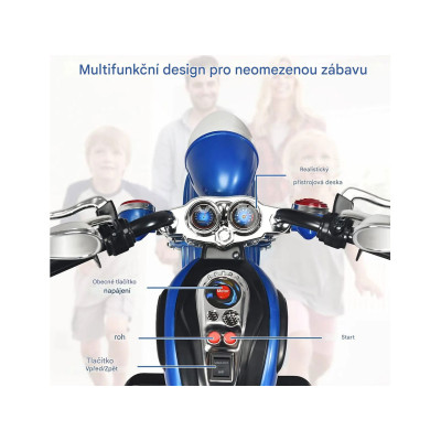 Elektrická dětská motorka TY327686DE-BL s nastavitelným světlometem, modrá - B