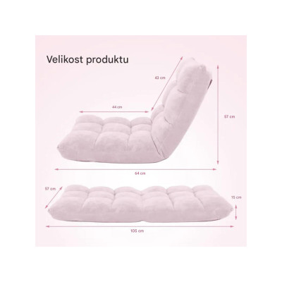 Podlahové křeslo HV10355DF s nastavitelným opěradlem, růžové - A