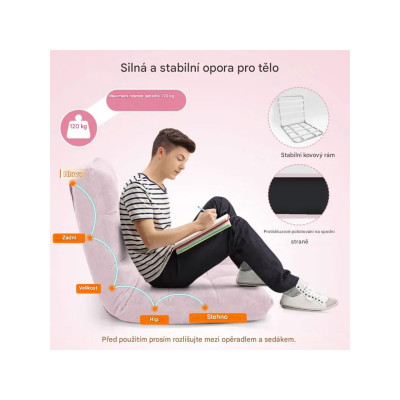 Podlahové křeslo HV10355DF s nastavitelným opěradlem, růžové - A