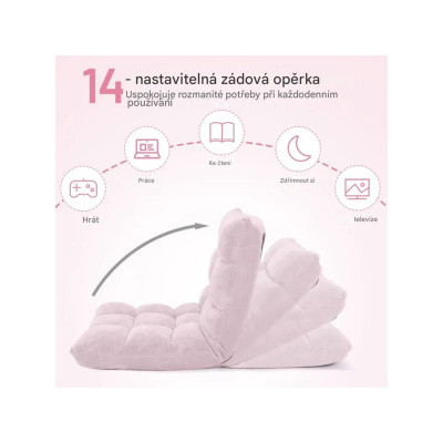 Podlahové křeslo HV10355DF s nastavitelným opěradlem, růžové - A