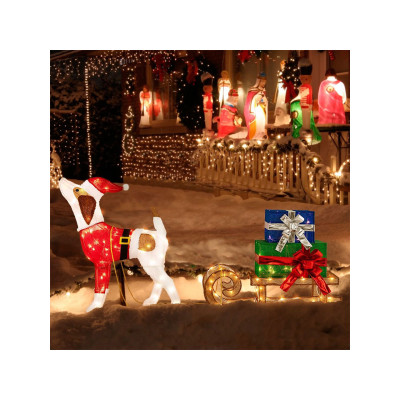 Vánoční dekorace s psím spřežením CM24279DE, LED - B