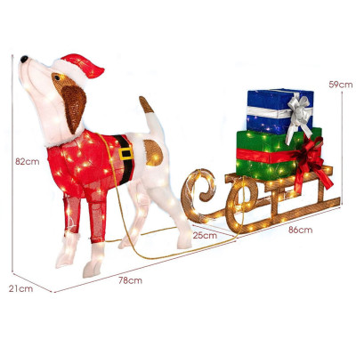Vánoční dekorace s psím spřežením CM24279DE, LED - B