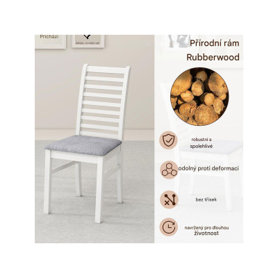 Jídelní židle KC58817WH s koženkovým čalouněním, 2 kusy, bílo/šedé - N