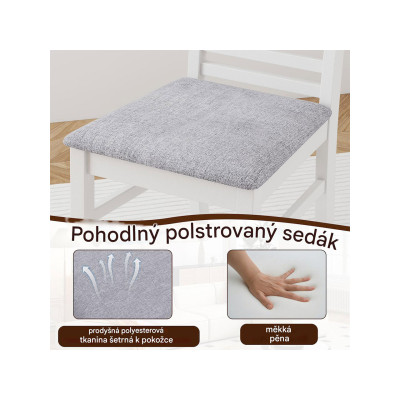 Jídelní židle KC58817WH s koženkovým čalouněním, 2 kusy, bílo/šedé - N