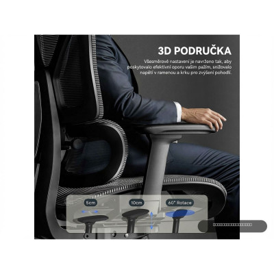 Ergonomická kancelářská židle C7DG-Air LITE PRO pro manažery, tmavě šedá - B