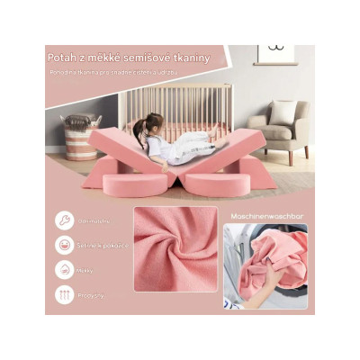 Modulová dětská pohovka HV10429PI, 105,5 x 101 x 48 cm, růžová - N