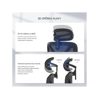 Ergonomická kancelářská židle C7B-Air, nosnost 136 kg, černá - B