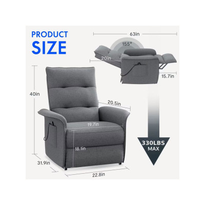 Elektrické polohovací křeslo X1DG-EU, šedé - B