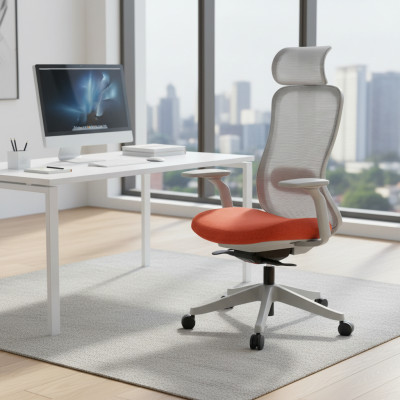 Kancelářská židle FlexiSpot YZ04O, oranžová látka, bílý rám