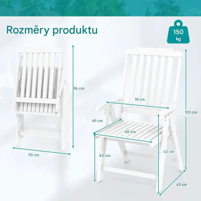 Zahradní plastová židle skládací s vysokým opěradlem NP11916WH - A