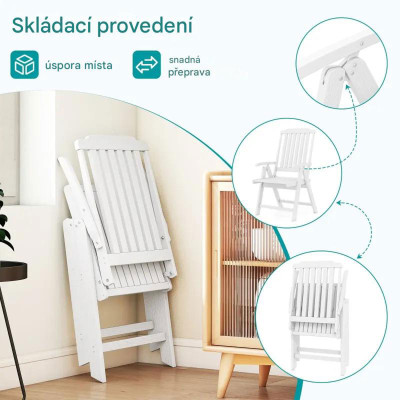 Zahradní plastová židle skládací s vysokým opěradlem NP11916WH - A