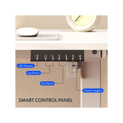 Nastavitelný elektrický stůl QE1W-1460-EUV1, 140 x 60 cm, bílý - A