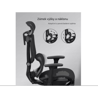 Ergonomická kancelářská židle C7B-Air-Pro s opěrkou na nohy, černá - A