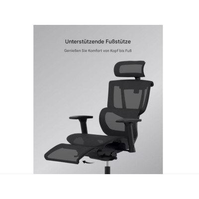 Ergonomická kancelářská židle C7B-Air-Pro s opěrkou na nohy, černá - A