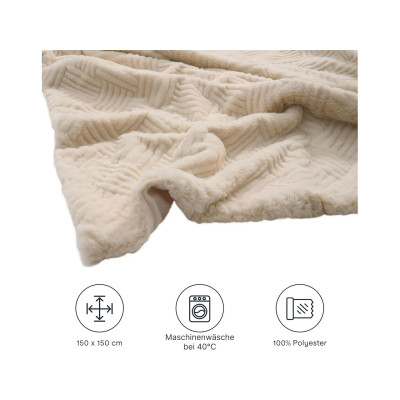 Oboustranná deka BP2W-1515, 150 x 150 cm, béžová - A