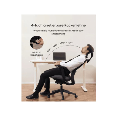 Ergonomická kancelářská židle YZ04B, černá - B