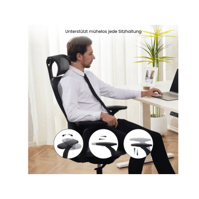 Ergonomická kancelářská židle YZ04B, černá - B