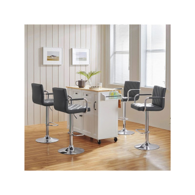 Sada 2 barových židlí 614705 dark gray, s opěrkou nohou, tmavě šedé - B