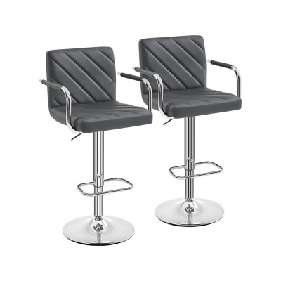 Sada 2 barových židlí 614705 dark gray, s opěrkou nohou, tmavě šedé - B