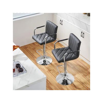 Sada 2 barových židlí 614705 dark gray, s opěrkou nohou, tmavě šedé - B