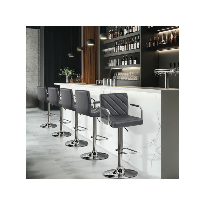 Sada 2 barových židlí 614705 dark gray, s opěrkou nohou, tmavě šedé - B