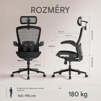 Ergonomická kancelářská židle OC3 PRO, černá - B