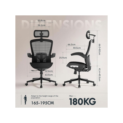 Ergonomická kancelářská židle OC3 PRO, černá - B