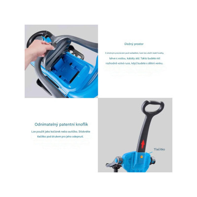 Autíčko s rukojetí TY584778BL s odnímatelnou rukojetí, 3 v 1, modré - B