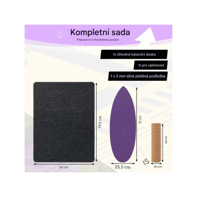 Balanční deska ze dřeva SP37912PU, fialová - N