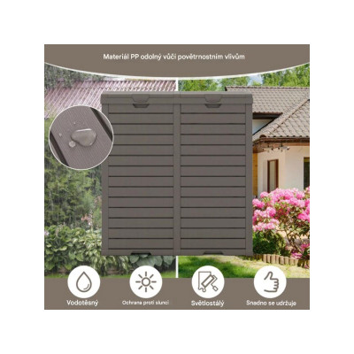 Dvojitý venkovní odpadkový koš GT4088CF se dvěma přihrádkami a rukojetí, hnědý - A