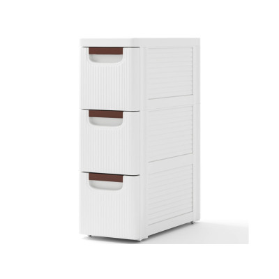 Koupelnová skříňka JV11493WH se 3 zásuvkami na kolečkách, bílá - B