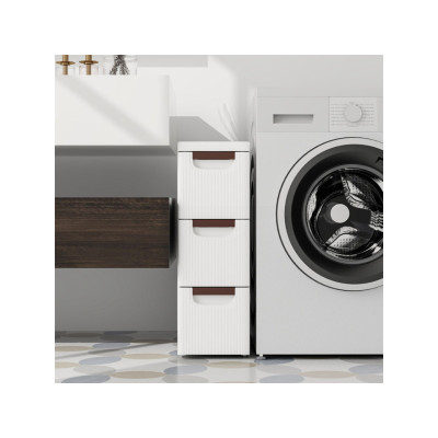 Koupelnová skříňka JV11493WH se 3 zásuvkami na kolečkách, bílá - B