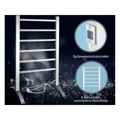 Multifunkční elektrický ohřívač ručníků ES10384DE, stříbrný - B