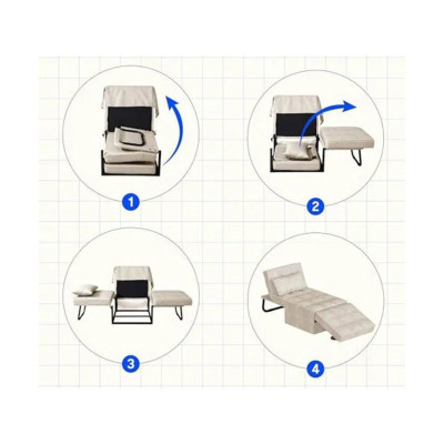 Rozkládací postel s opěradlem XC-TB1, 3 v 1, nosnost 300 kg, béžová - B
