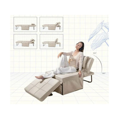 Rozkládací postel s opěradlem XC-TB1, 3 v 1, nosnost 300 kg, béžová - B