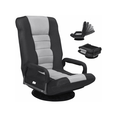 Otočné herní křeslo HW65937GR s nastavitelným opěradlem, černo/šedé - A