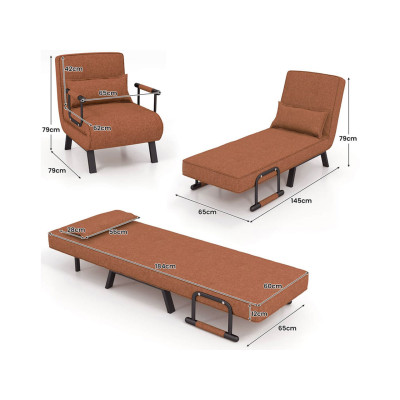 Rozkládací křeslo HV10417CF, hnědé - A