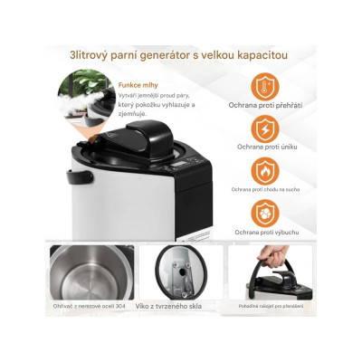 Přenosná parní sauna BA8087DE-BK s 3 litrovým parním generátorem, pro 1-2 osoby, černá - B