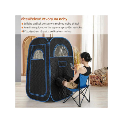 Přenosná parní sauna BA8087DE-BK s 3 litrovým parním generátorem, pro 1-2 osoby, černá - B