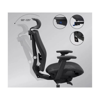 Ergonomická kancelářská židle BS14B-Air, ze síťoviny, černá - B