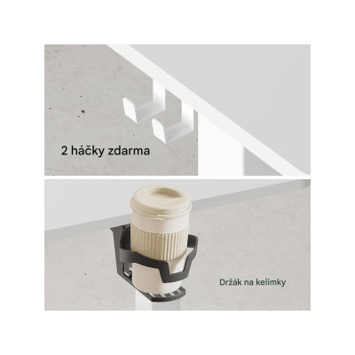 Nastavitelný elektrický stůl QE1W-1460-EUV1, 140 x 60 cm, bílý - B