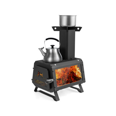 Přenosný kempingový sporák na dřevo NP11456, se 2 polohami pro vaření - A