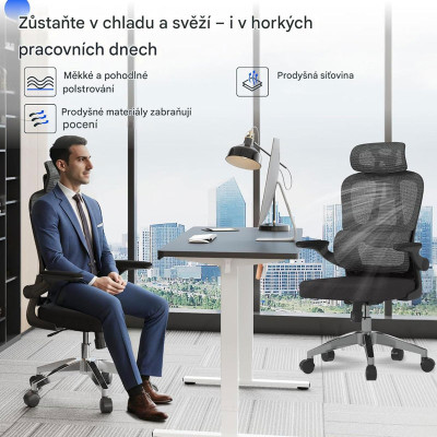 Ergonomická kancelářská židle OC19B-V3, skládací područky - A