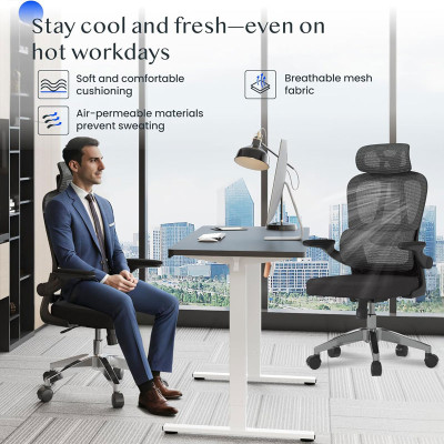 Ergonomická kancelářská židle OC19B-V3, skládací područky - A