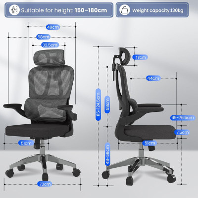 Ergonomická kancelářská židle OC19B-V3, skládací područky - A