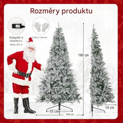 Umělý vánoční stromek 180 cm, CM25280DE-S, 180 LED světel - A