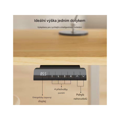 Výškově nastavitelný elektrický stůl E1-Mint-PRO-EU, stříbrný - A