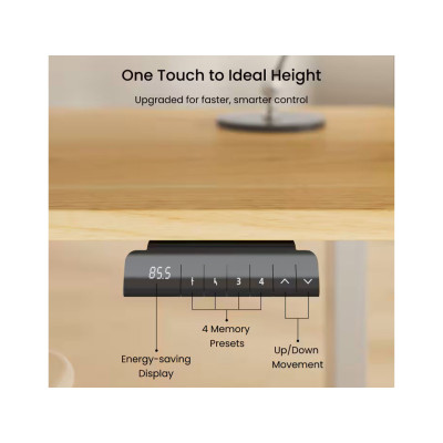 Výškově nastavitelný elektrický stůl E1-Mint-PRO-EU, stříbrný - A