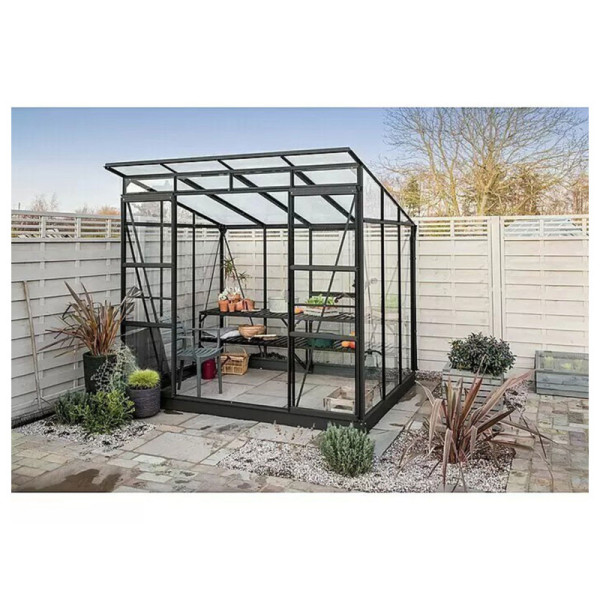 Skleník s podstavcem Freya 5900, (š x h): 258 x 229 cm, 3 mm, antracit, základ skleníku: 254,4 x 192,2 x 12,5 cm - B