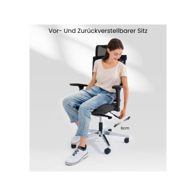 Ergonomická židle BS6B-lite s 8směrným nastavením opěradla, černá - A